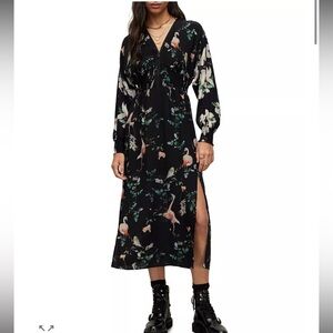 ALLSAINTS Nia Fabia Flamingo Print Midi Dress